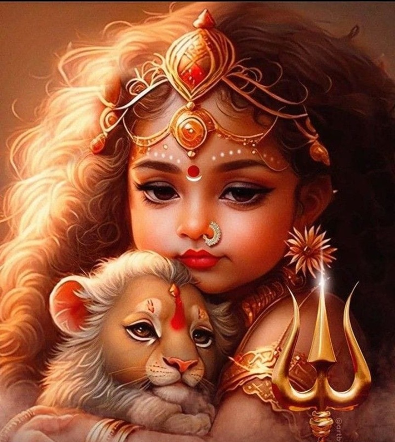unique cute baby durga maa pic